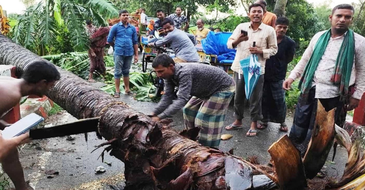 নওগাঁয় আকস্মিক ঝড়ে ঘরবাড়ি-দোকানপাট ক্ষতিগ্রস্ত