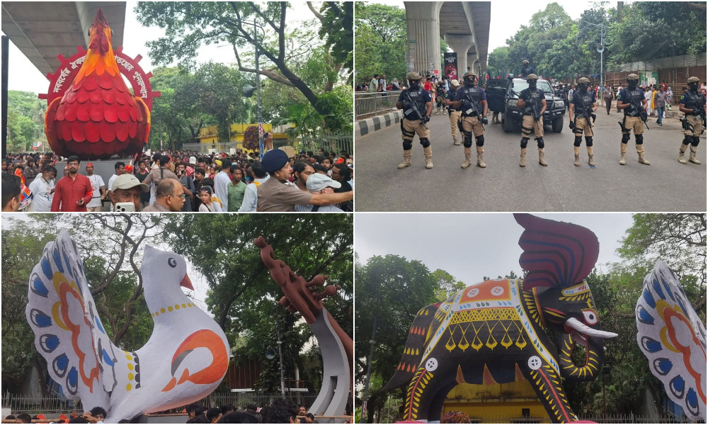 পহেলা বৈশাখে ঢাকা বিশ্ববিদ্যালয় ক্যাম্পাসে বর্ণিল শোভাযাত্রা, উৎসবের ঢল